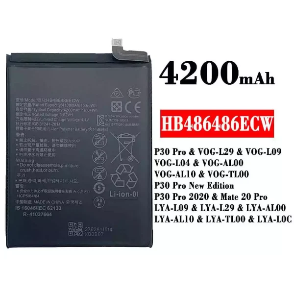Original new battery HB486486ECW for HUAWEI P30 Pro/P30 Pro New Edition/P30 Pro 2020/Mate 20 Pro