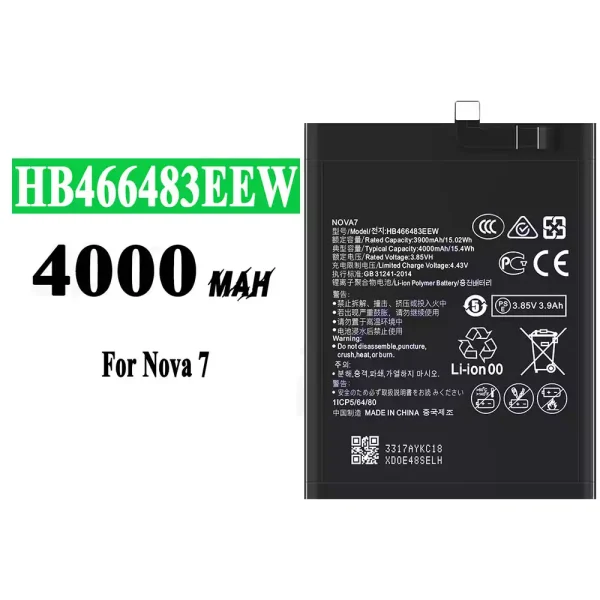 Original new battery HB466483EEW for HUAWEI Nova 7 SE/Nova 7 Pro/Honor 30 pro/P40 Lite 5G/Honor 30/Honor 30 PRO+/Honor 30S/Nova 7 SE 5G