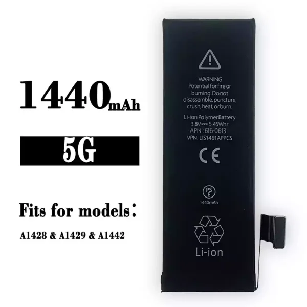 Original new battery LIS1491APPCS for iPhone 5G/ A1428/A1429/A1442