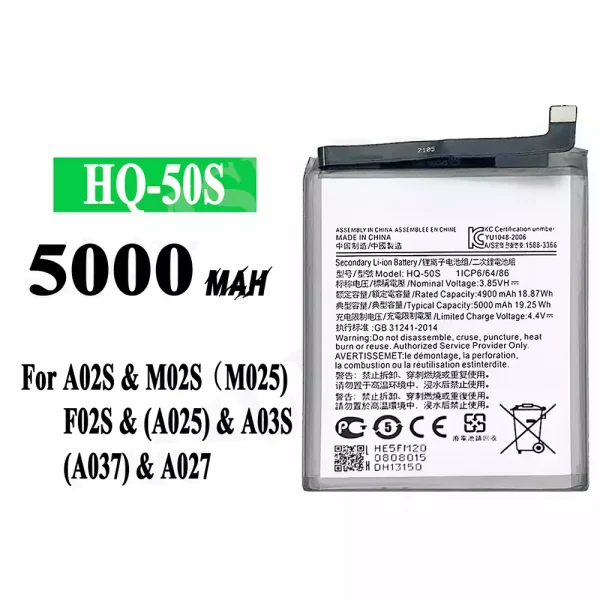 Original new battery HQ-50S for Samsung A02S/M02S/M025/F02S/A025/A03S/A037/A027