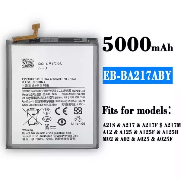 Original new battery EB-BA217ABY for Samsung  A21S/A217/A217F/A217M/A12/A125/A125F/A125H/M02/A02/A025/A025F