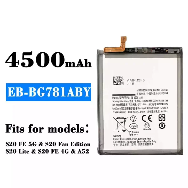 Original new battery EB-BG781ABY for Samsung Galaxy A52/S20 FE 5G/S20 Fan Edition/S20 Lite/S20 FE 4G
