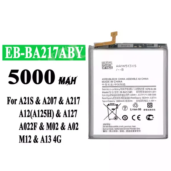 Original new battery EB-BA217ABY for Samsung A21S/A207/A217/A12(A125H)/A127/A022F/M02/A02/M12/A13 4G
