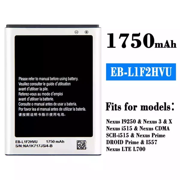 Original new battery EB-L1F2HVU for Samsung Nexus I9250/Nexus 3