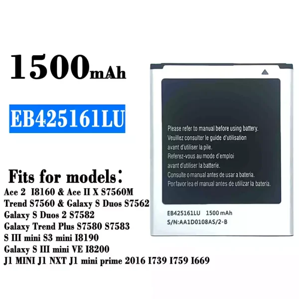 Original new battery EB425161LU for Samsung Ace 2