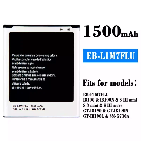 Original new battery EB-L1M7FLU EB-F1M7FLU for Samsung S3 mini