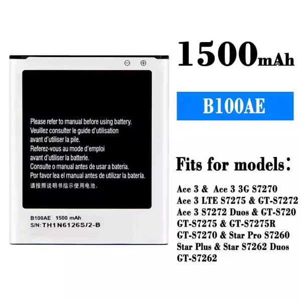 Original new battery B100AE for Samsung Ace 3