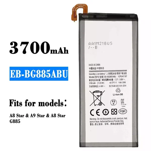 Original new battery EB-BG885ABU for Samsung A8 Star,A9 Star