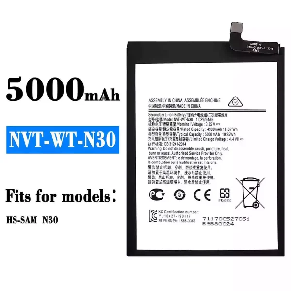Original new battery NVT-WT-N30 for Samsung HS-SAM,N30