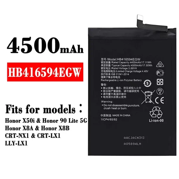 Original new battery HB416594EGW for HUAWEI Honor X50i / Honor 90 Lite 5G /Honor X8A / Honor X8B