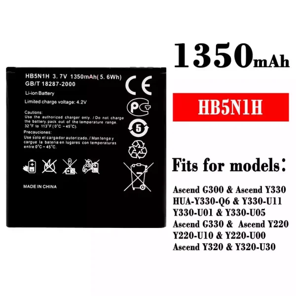Original new battery HB5N1H for HUAWEI Ascend G300 / Ascend Y330