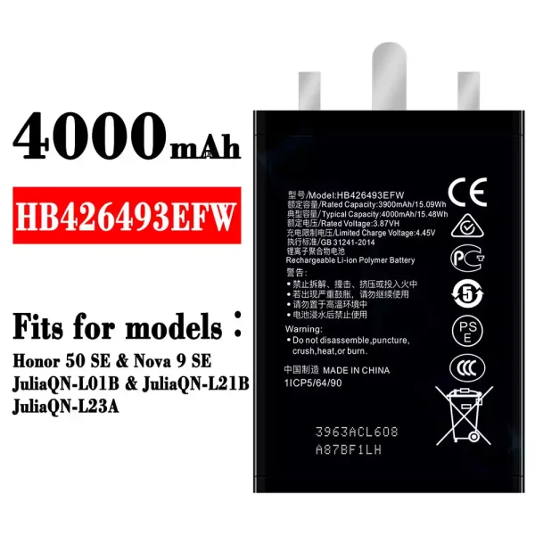 Original new battery HB426493EFW for HUAWEI Honor 50 SE / Nova 9 SE