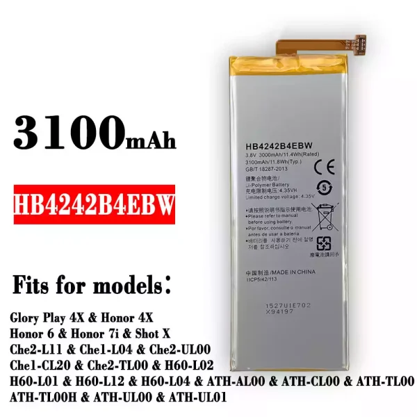 Original new battery HB4242B4EBW for HUAWEI Glory Play 4X / Honor 4X / Honor 6 / Honor 7i
