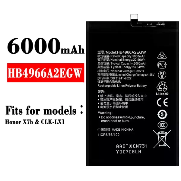 Original new battery HB4966A2EGW for HUAWEI Honor X7b