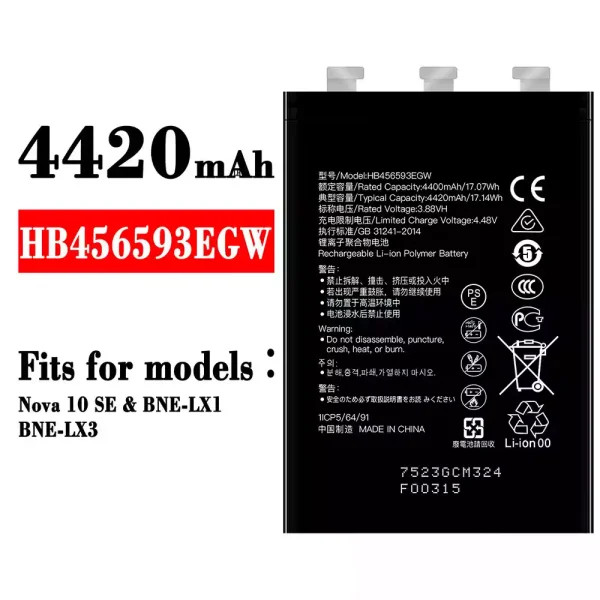 Original new battery HB456593EGW for HUAWEI Nova 10 SE