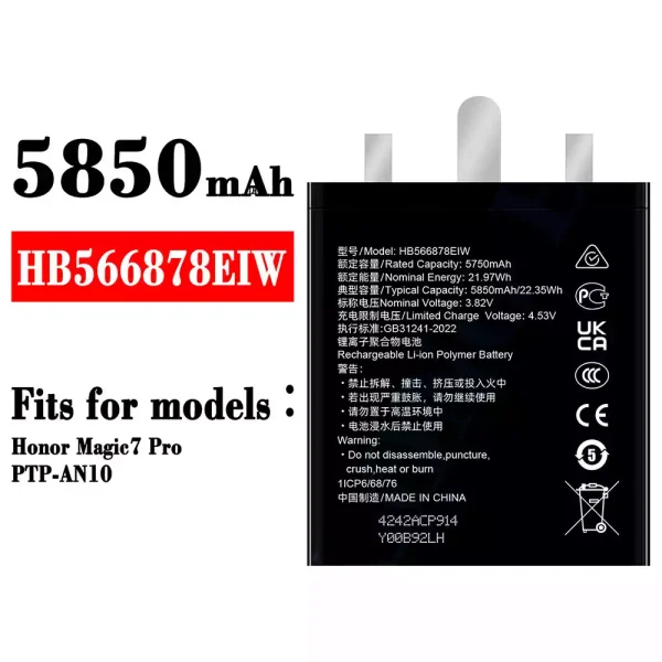 Original new battery HB566878EIW for HUAWEI Honor Magic 7 Pro