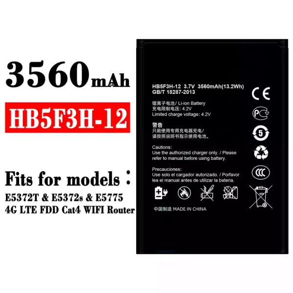Original new battery HB5F3H-12 for HUAWEI E5372T / E5372s / E5775 / 4G LTE FDD Cat4 WIFI Router