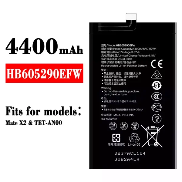 Original new battery HB605290EFW for HUAWEI Mate X2