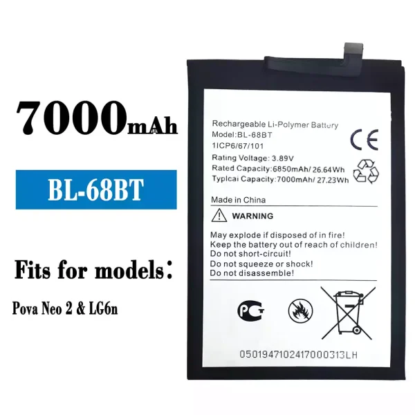 Original new battery BL-68BT for Tecno Pova Neo 2
