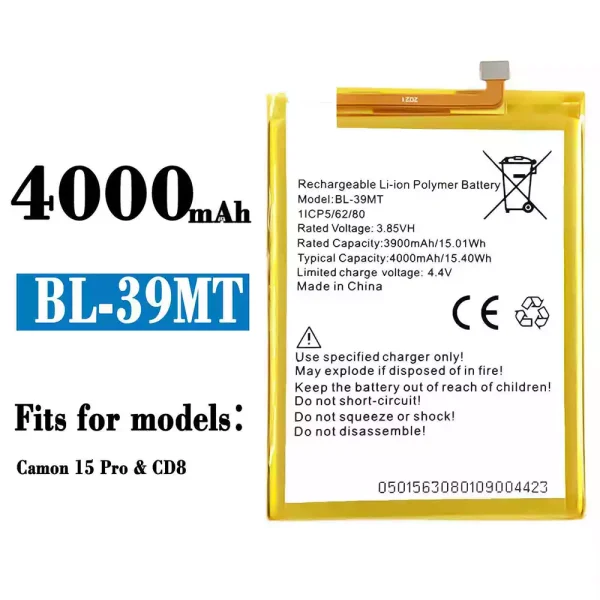 Original new battery BL-39MT for Tecno CD8 /Camon 15 Pro