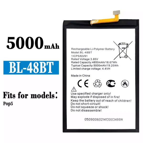 Original new battery BL-48BT for Tecno Pop 5