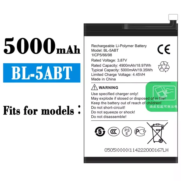 Original new battery BL-5ABT for Tecno