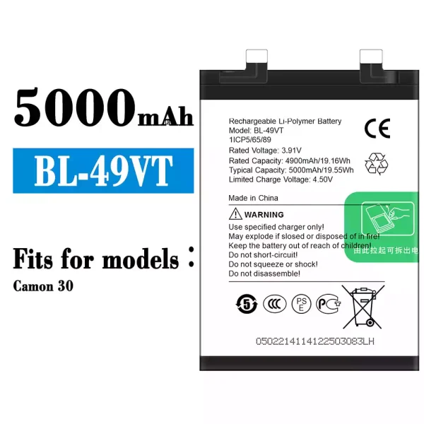 Original new battery BL-49VT for Tecno Camon 30