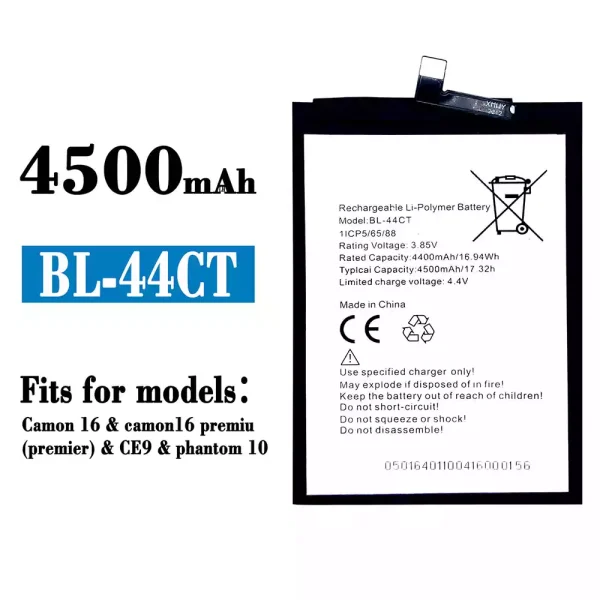 Original new battery BL-44CT for Tecno Camon 16 / phantom 10