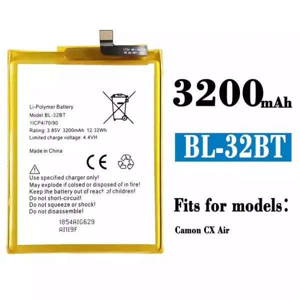 Original new battery BL-32BT for Tecno Camon CX Air