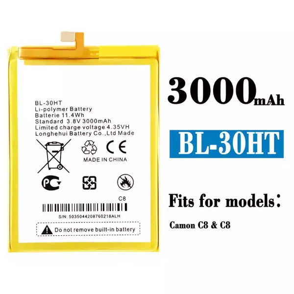 Original new battery BL-30HT for Tecno Camon C8
