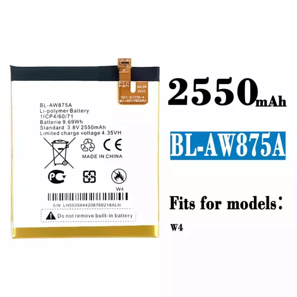 Original new battery BL-AW875A for Tecno W4
