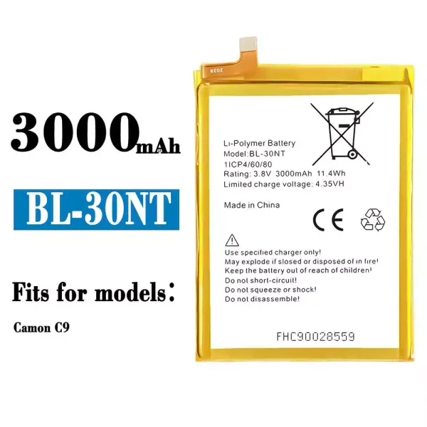 Original new battery BL-30NT for Tecno Camon C9