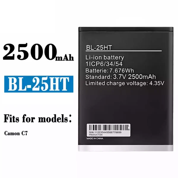 Original new battery BL-25HT for Tecno Camon C7