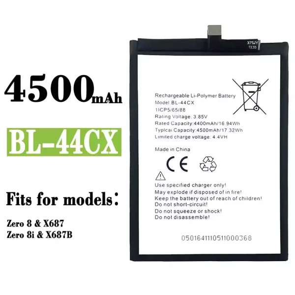 Original new battery BL-44CX for Infinix Zero 8 / Zero 8i