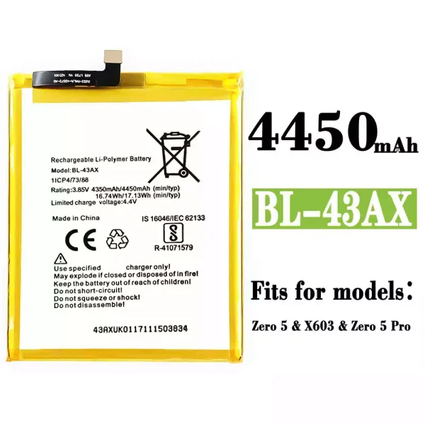 Original new battery BL-43AX for Infinix Zero 5 / Zero 5 Pro