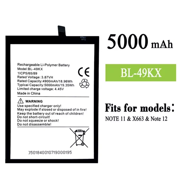 Original new battery BL-49KX for Infinix Note 11 / Note 12