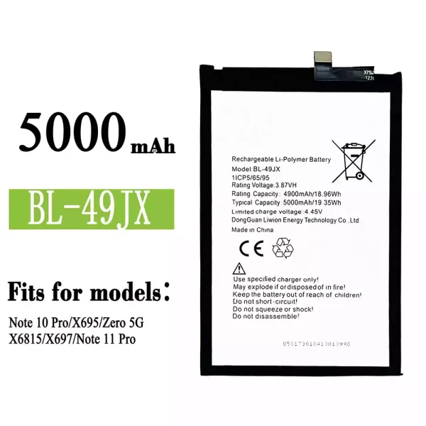 Original new battery BL-49JX for Infinix Note 10 Pro / Note 11 Pro / Zero 5G