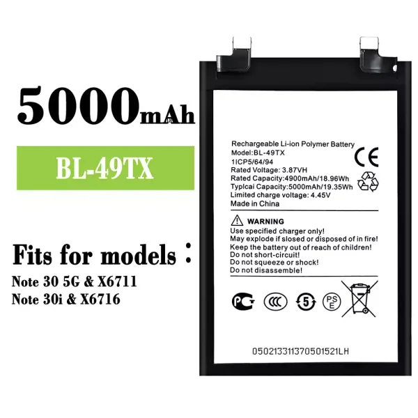 Original new battery BL-49TX for Infinix Note 30 5G / Note 30i