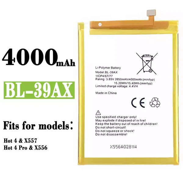 Original new battery BL-39AX for Infinix Hot 4 /Hot 4 Pro