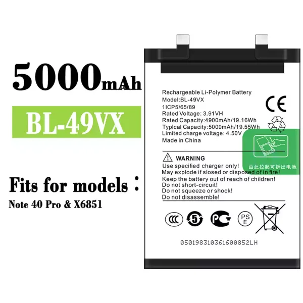Original new battery BL-49VX for Infinix Note 40 Pro