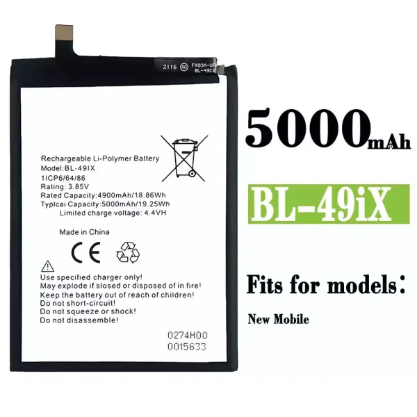 Original new battery BL-49IX for Infinix New Mobile
