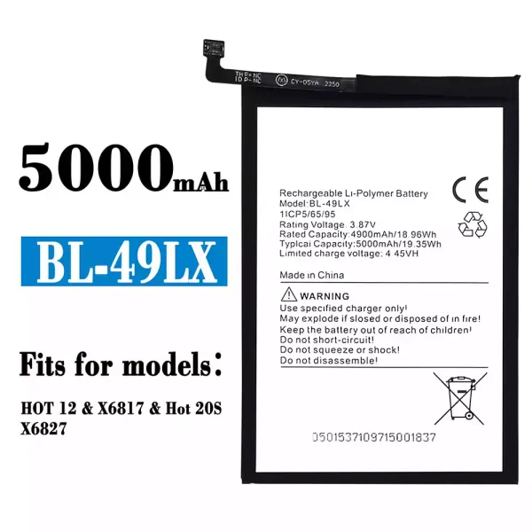 Original new battery BL-49LX for Infinix Hot 12,Hot 20S