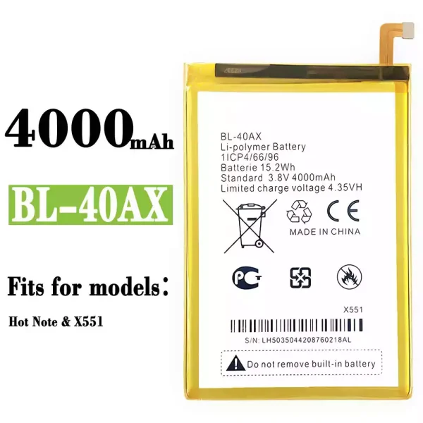 Original new battery BL-40AX for Infinix Hot Note