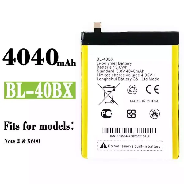 Original new battery BL-40BX for Infinix Note 2