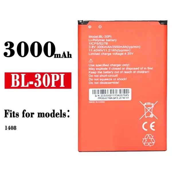 Original new battery BL-30PI for ITEL 1408