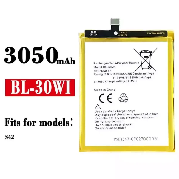 Original new battery BL-30WI for ITEL S42
