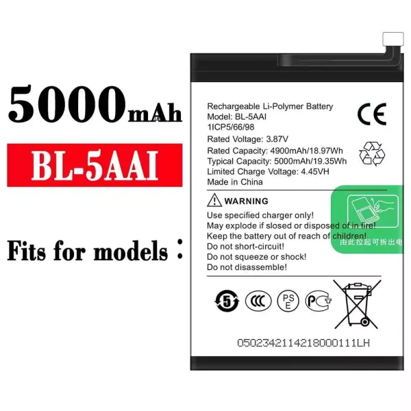 Original new battery BL-5AAI for ITEL