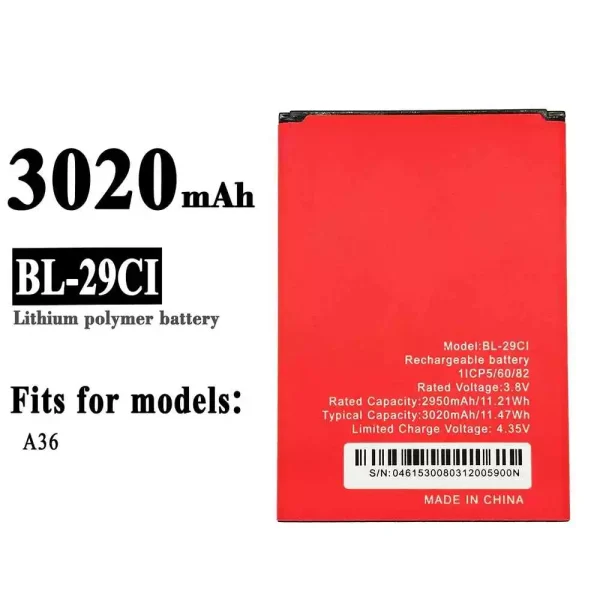 Original new battery BL-29CI for ITEL A36