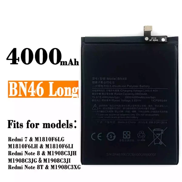 Original new battery BN46 for Xiaomi Redmi 7 / Redmi Note 8 / Redmi Note 8T