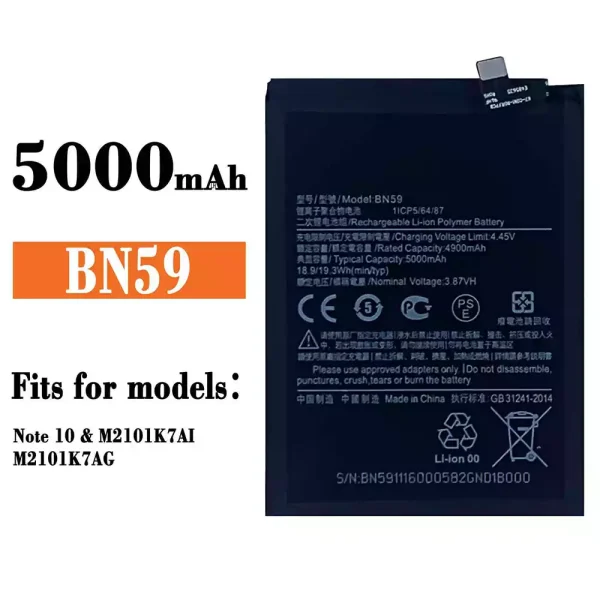 Original new battery BN59 for Xiaomi Note 10